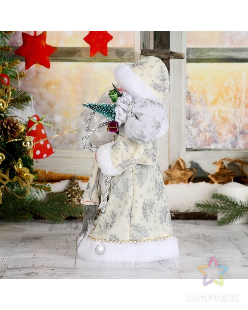 Дед Мороз "В белой шубке с подарками", 30 см, двигается, с подсветкой арт. СМЛ-60183-1-СМЛ0003555401 2