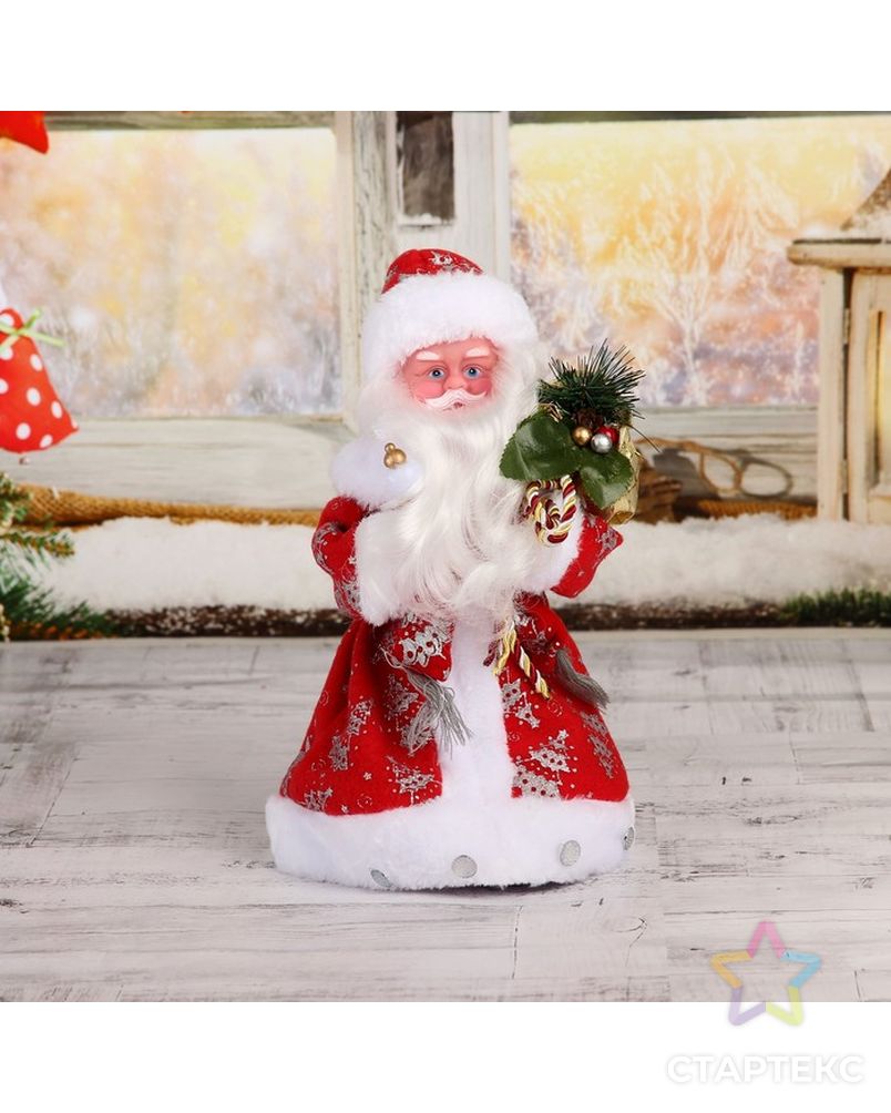 Дед Мороз "В красной шубке с подарками", 30 см, двигается, с подсветкой арт. СМЛ-60184-1-СМЛ0003555402 1