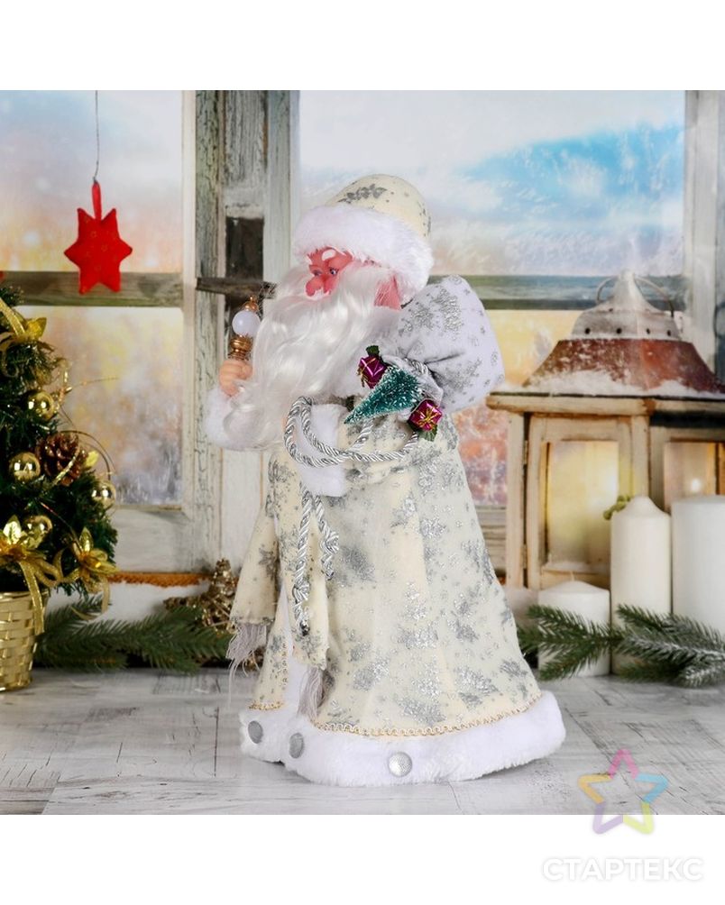Дед Мороз "В белой шубке с подарками", 38 см, двигается, с подсветкой арт. СМЛ-60187-1-СМЛ0003555405 2