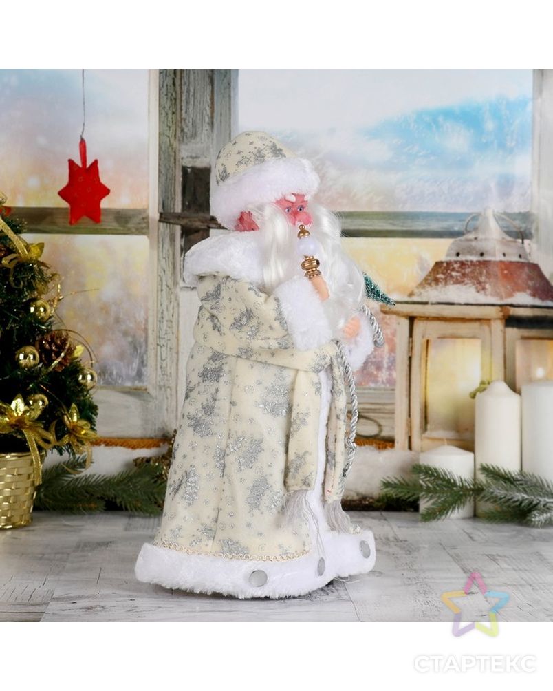 Дед Мороз "В белой шубке с подарками", 38 см, двигается, с подсветкой арт. СМЛ-60187-1-СМЛ0003555405 4