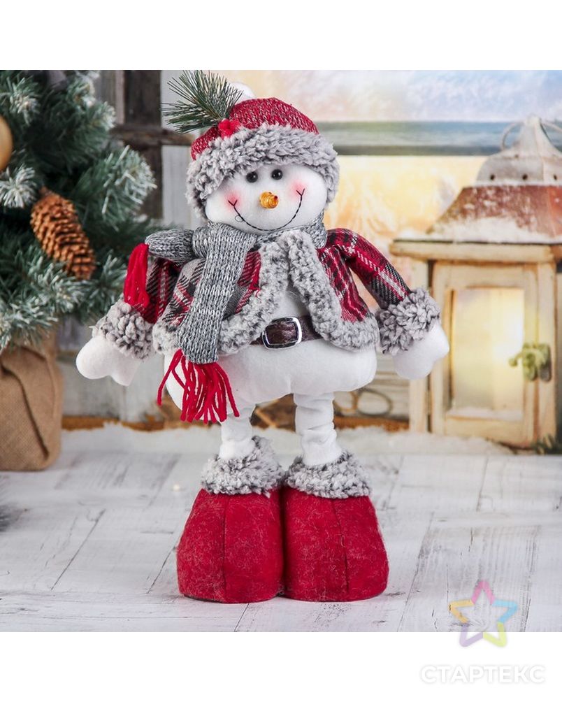 Мягкая игрушка "Снеговик в шубке - длинные ножки" стоит 17*56 см арт. СМЛ-120207-1-СМЛ0003563311 1