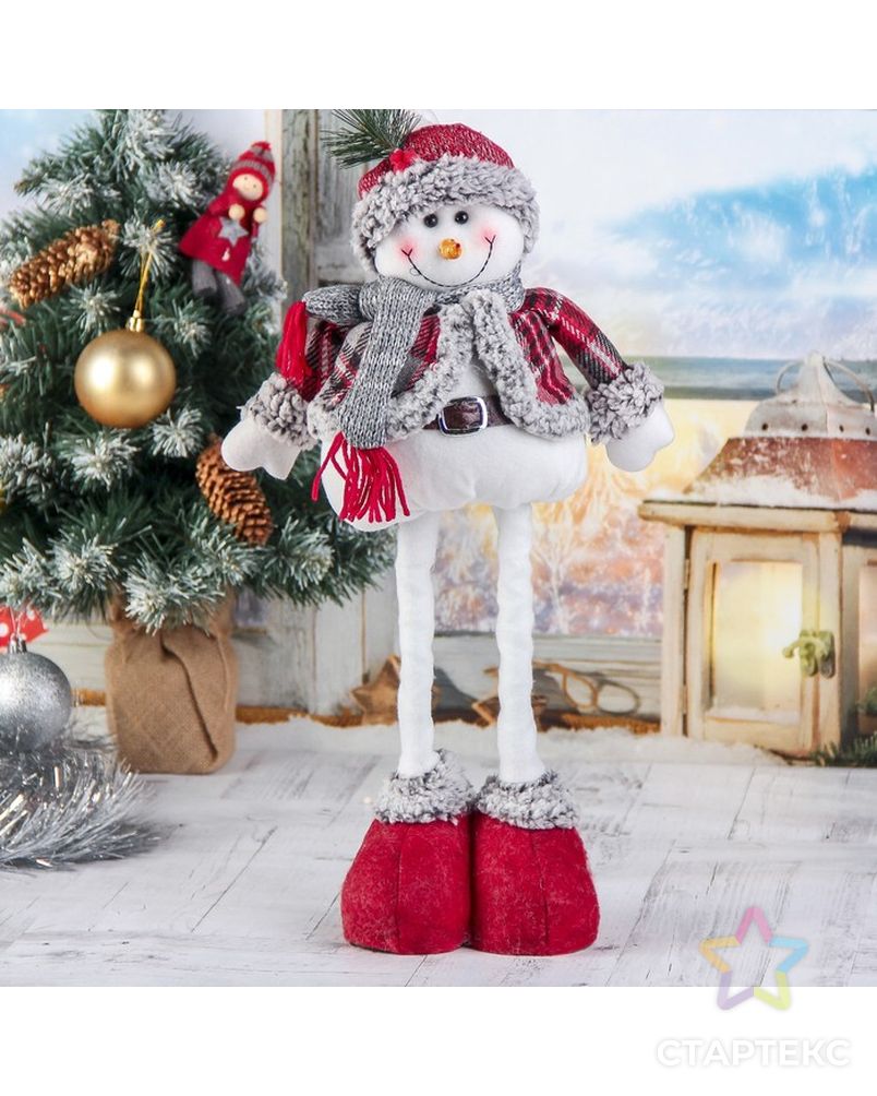 Мягкая игрушка "Снеговик в шубке - длинные ножки" стоит 17*56 см арт. СМЛ-120207-1-СМЛ0003563311 2