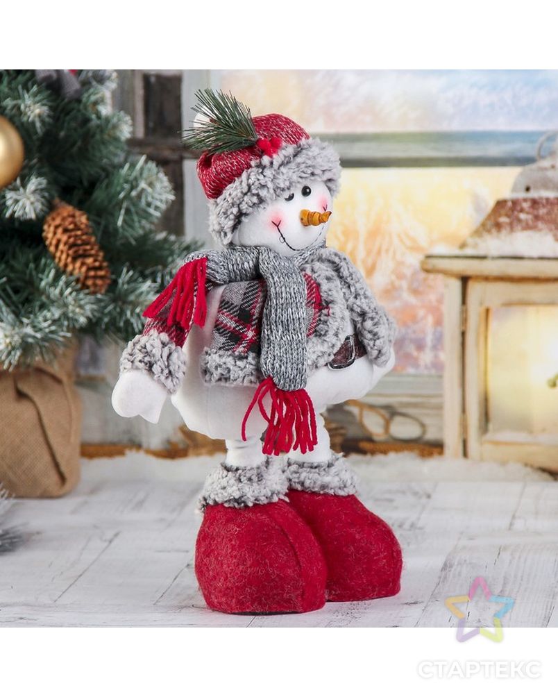 Мягкая игрушка "Снеговик в шубке - длинные ножки" стоит 17*56 см арт. СМЛ-120207-1-СМЛ0003563311 3