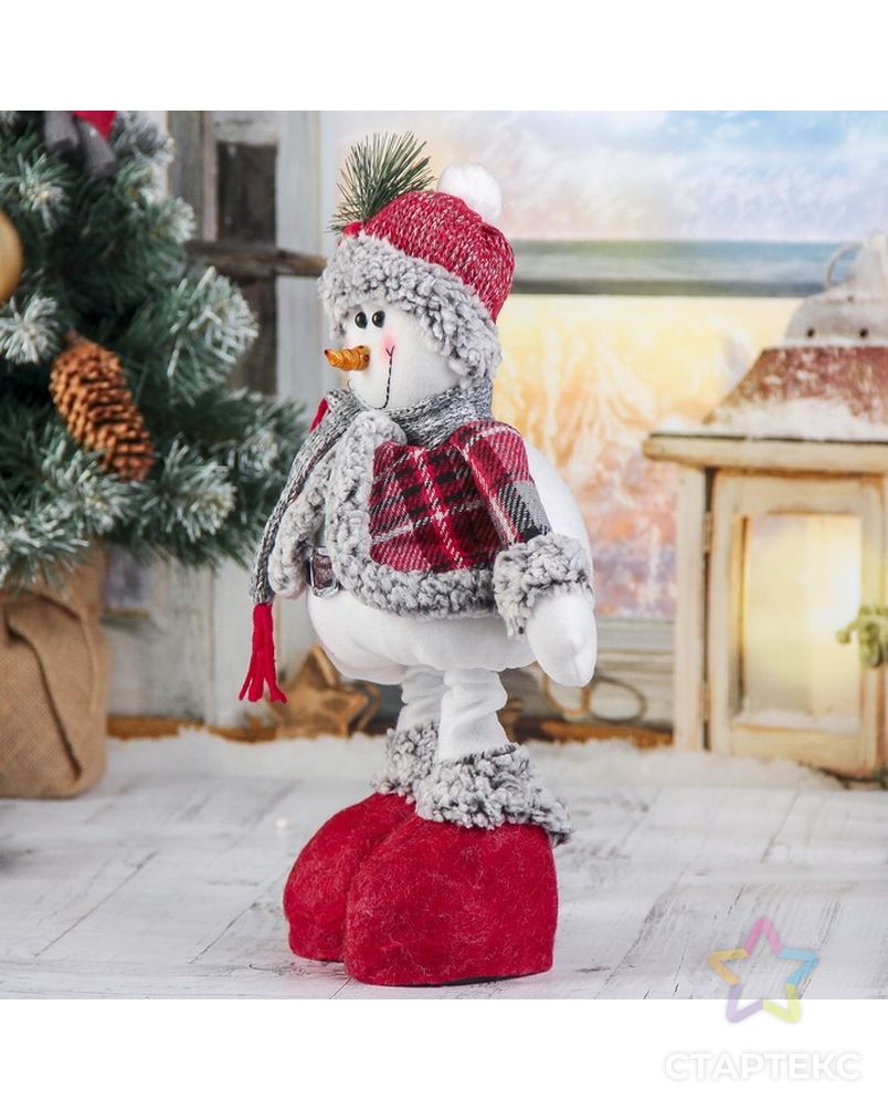 Мягкая игрушка "Снеговик в шубке - длинные ножки" стоит 17*56 см арт. СМЛ-120207-1-СМЛ0003563311 4