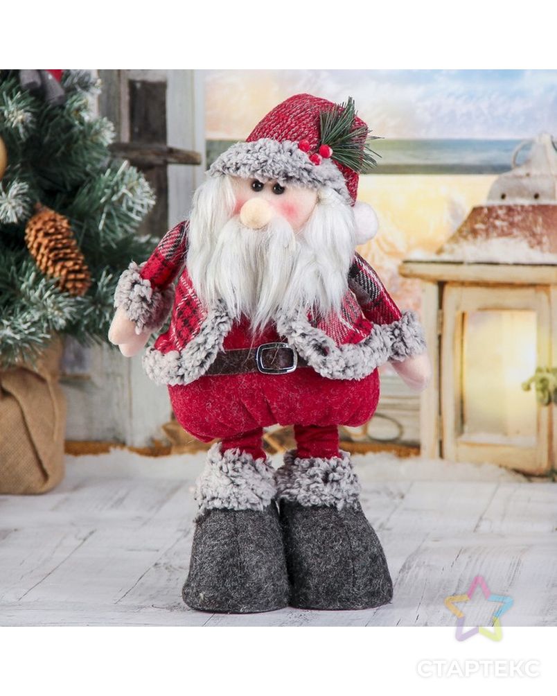 Мягкая игрушка "Дед Мороз в шубке - длинные ножки" стоит 17*56 см арт. СМЛ-59570-1-СМЛ0003563312 1