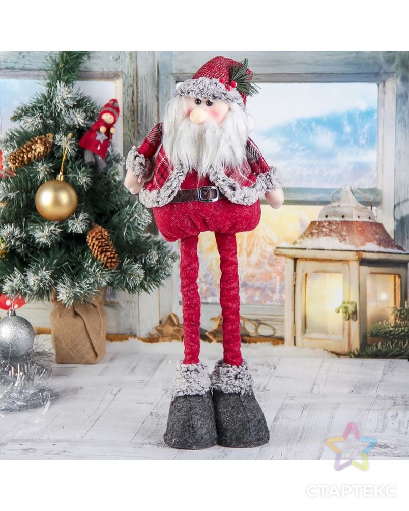Мягкая игрушка "Дед Мороз в шубке - длинные ножки" стоит 17*56 см арт. СМЛ-59570-1-СМЛ0003563312 2