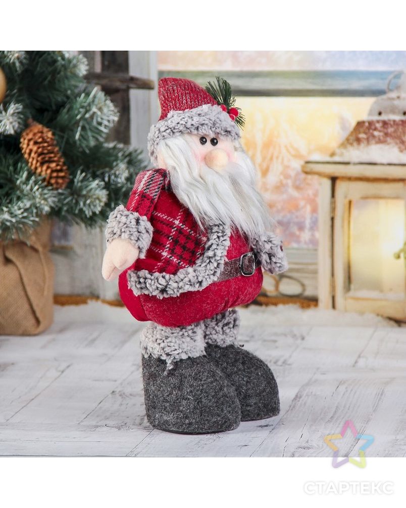 Мягкая игрушка "Дед Мороз в шубке - длинные ножки" стоит 17*56 см арт. СМЛ-59570-1-СМЛ0003563312 3
