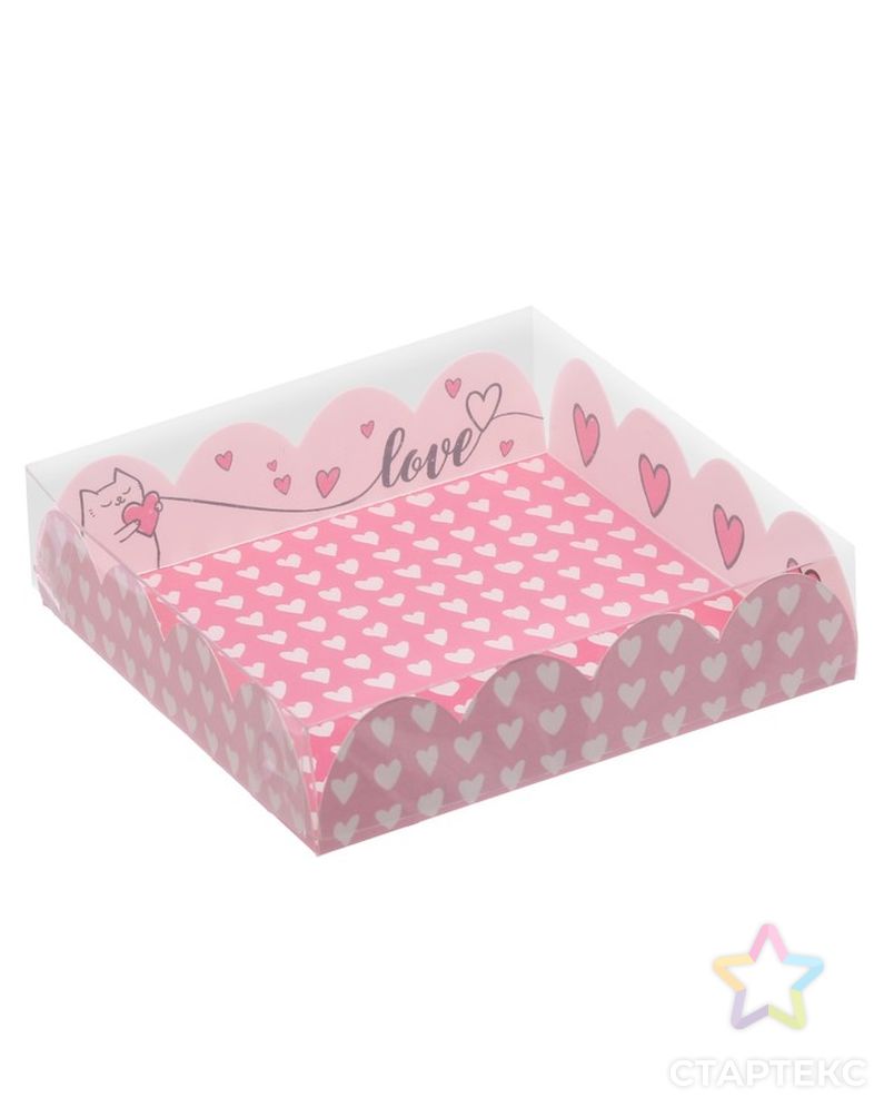 Коробка для кондитерских изделий с PVC-крышкой Love, 21 × 21 × 3 см арт. СМЛ-97374-3-СМЛ0003573345 1