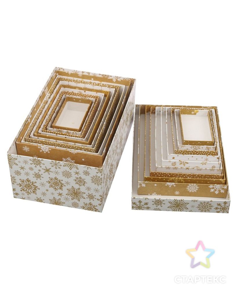 Набор коробок 10 в 1 «Снежинки», 12 × 7 × 4 - 32.5 × 20 × арт. СМЛ-60024-1-СМЛ0003580132 4
