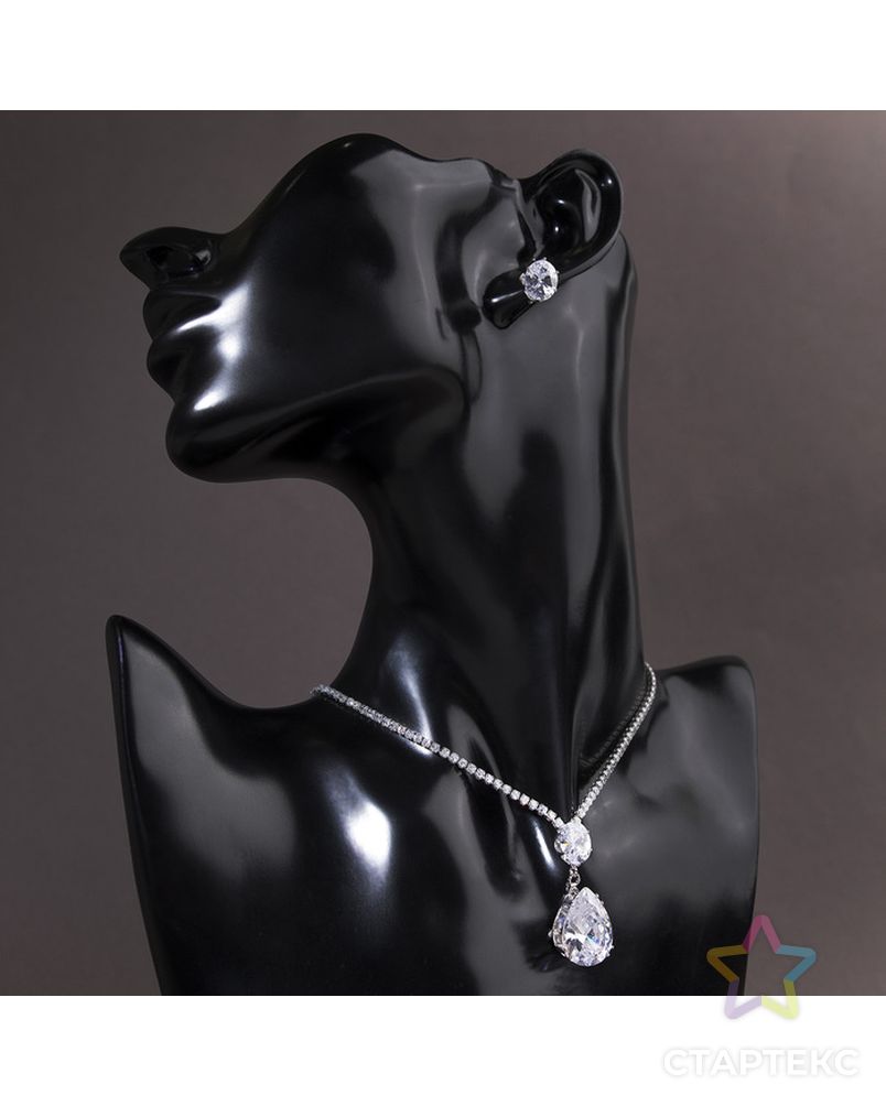 Гарнитур 2 предмета: серьги, кулон "Элит", капля яркая, цвет белый в серебре, 36 см арт. СМЛ-12062-1-СМЛ3586098