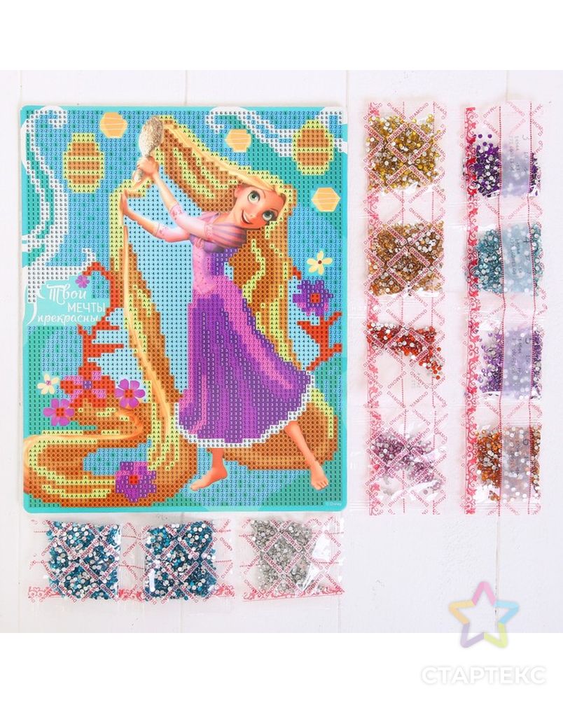 Вышивка алмазная для детей "Твои мечты прекрасны" Принцессы: Рапунцель, 20 х 25 арт. СМЛ-12072-1-СМЛ3586479 2