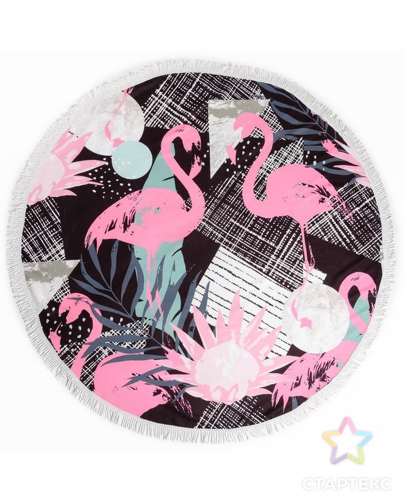 Полотенце пляжное круглое Этель «Фламинго», диаметр 150 см, 100 % п/э арт. СМЛ-12338-1-СМЛ3594802