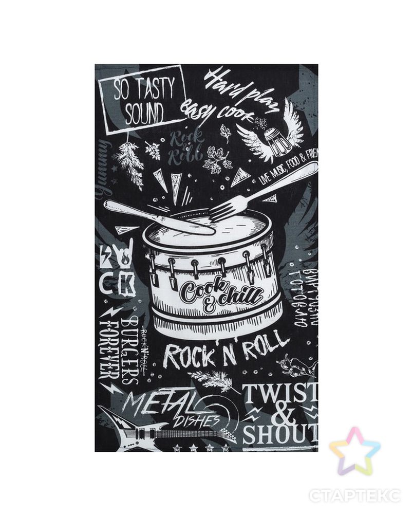 Кухонный набор Rock'n'roll: фартук, прихватка, полотенце арт. СМЛ-12423-1-СМЛ3599664 9