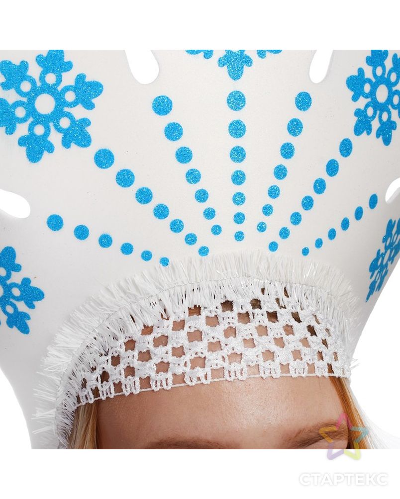 Кокошник "Вьюга" с голубыми снежинками арт. СМЛ-58972-1-СМЛ0003613307 2