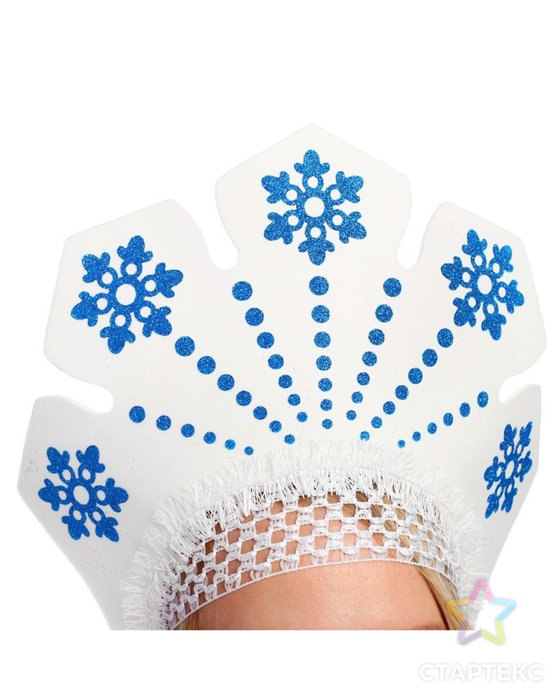 Кокошник "Вьюга" с синими снежинками арт. СМЛ-60909-1-СМЛ0003613308 2