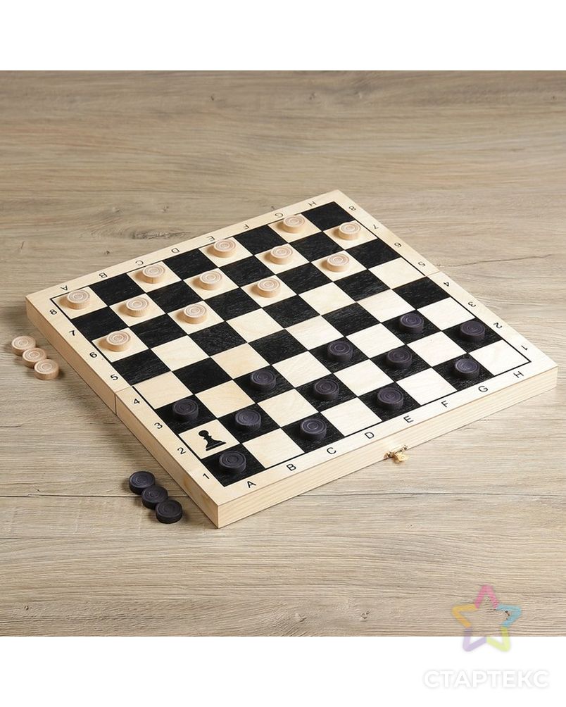 Настольная игра 3 в 1 "Классическая": нарды, шахматы пластик, шашки, (доска дерево 40х40 см) арт. СМЛ-56123-1-СМЛ0003621666 3