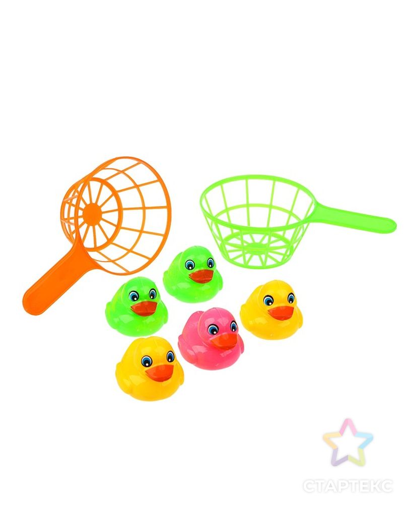 Игрушки для купания «Утёнок + сачок», 7 предметов арт. СМЛ-120936-1-СМЛ0003629867 1