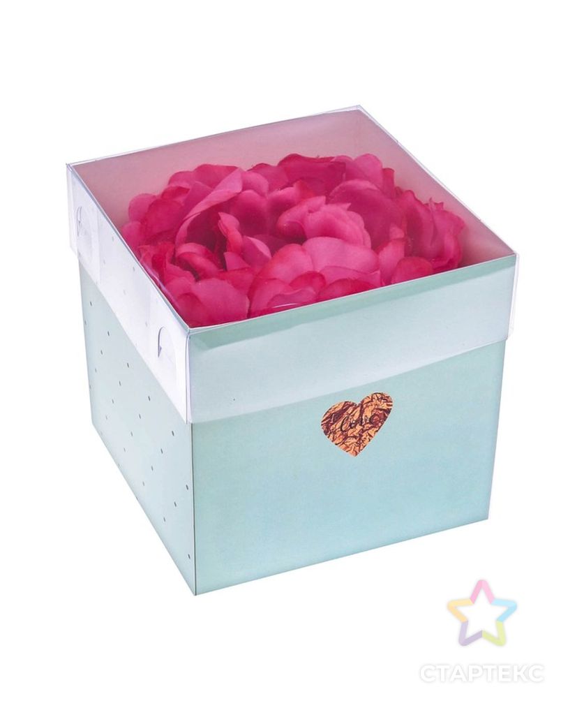 Коробка для цветов с PVC крышкой Love, 12 х 12 х 12 см арт. СМЛ-108265-1-СМЛ0003639704 4
