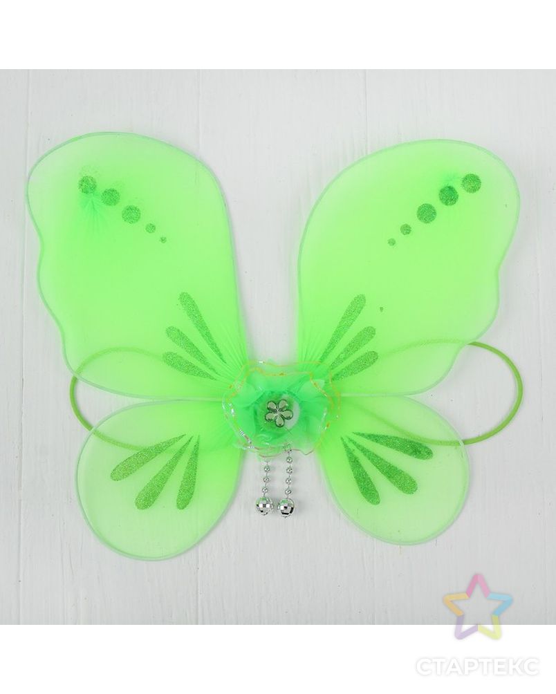 Миниатюра кукольная-крылья на резинке "Цветок", цв.зеленый арт. СМЛ-13067-1-СМЛ3649922
