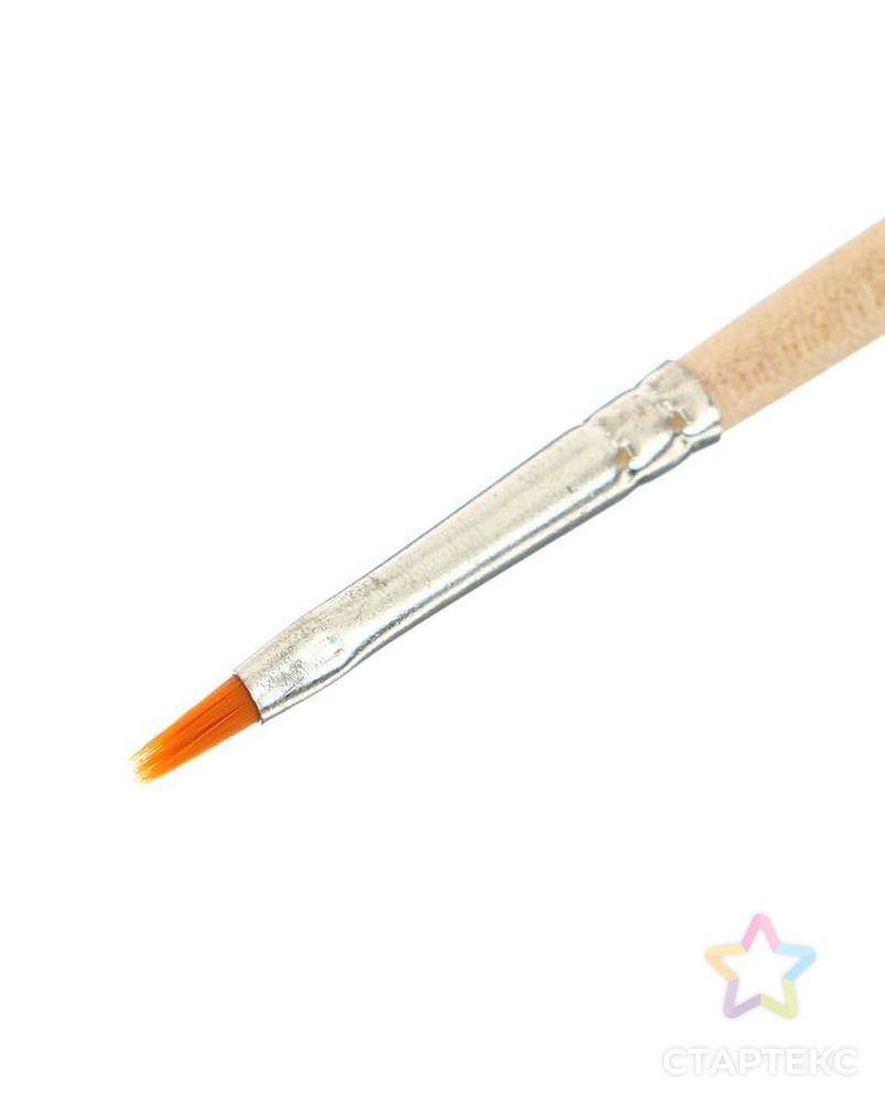 Кисть Синтетика Плоская № 2 (ширина обоймы 2 мм; длина волоса 6 мм), деревянная ручка, Calligrata арт. СМЛ-204538-1-СМЛ0003650284 2