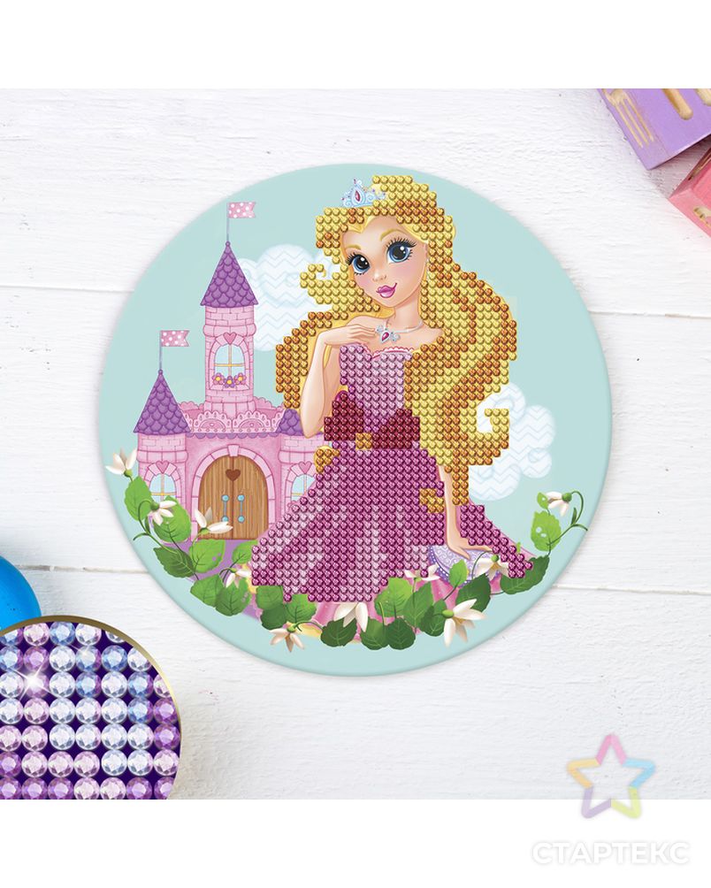 Алмазная мозаика для детей "Принцесса в замке",18 см арт. СМЛ-13085-1-СМЛ3650671 1
