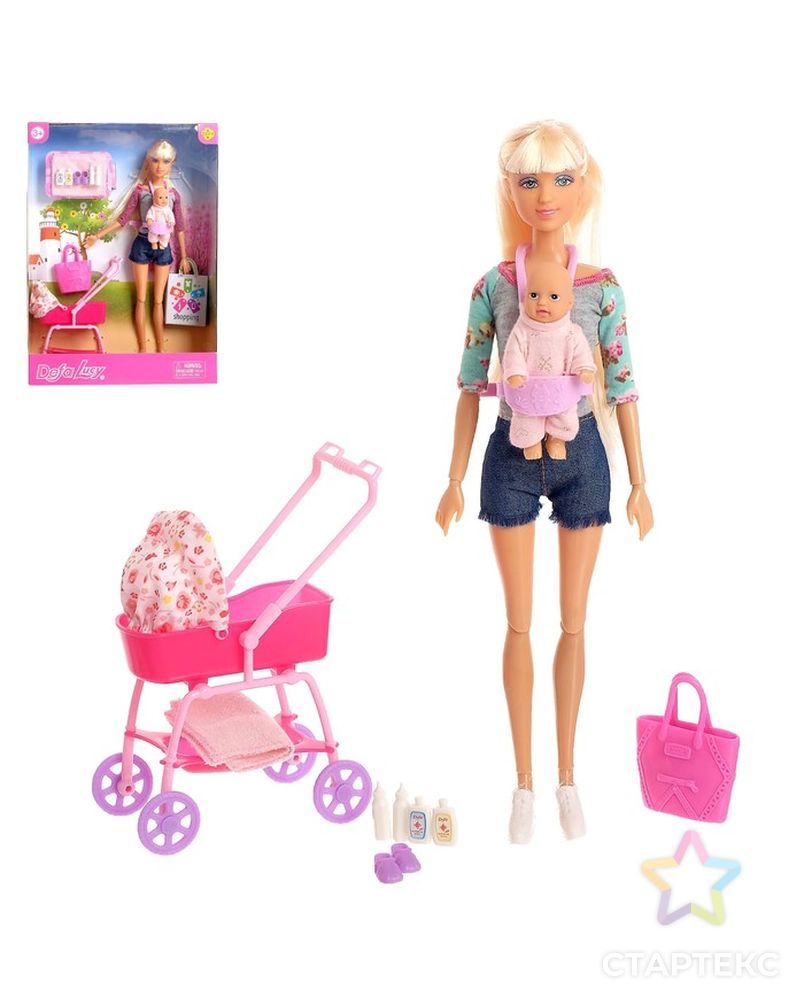 Кукла модель шарнирная «Молодая мама» с пупсом, коляской и аксессуарами, МИКС арт. СМЛ-61519-1-СМЛ0003670925 1