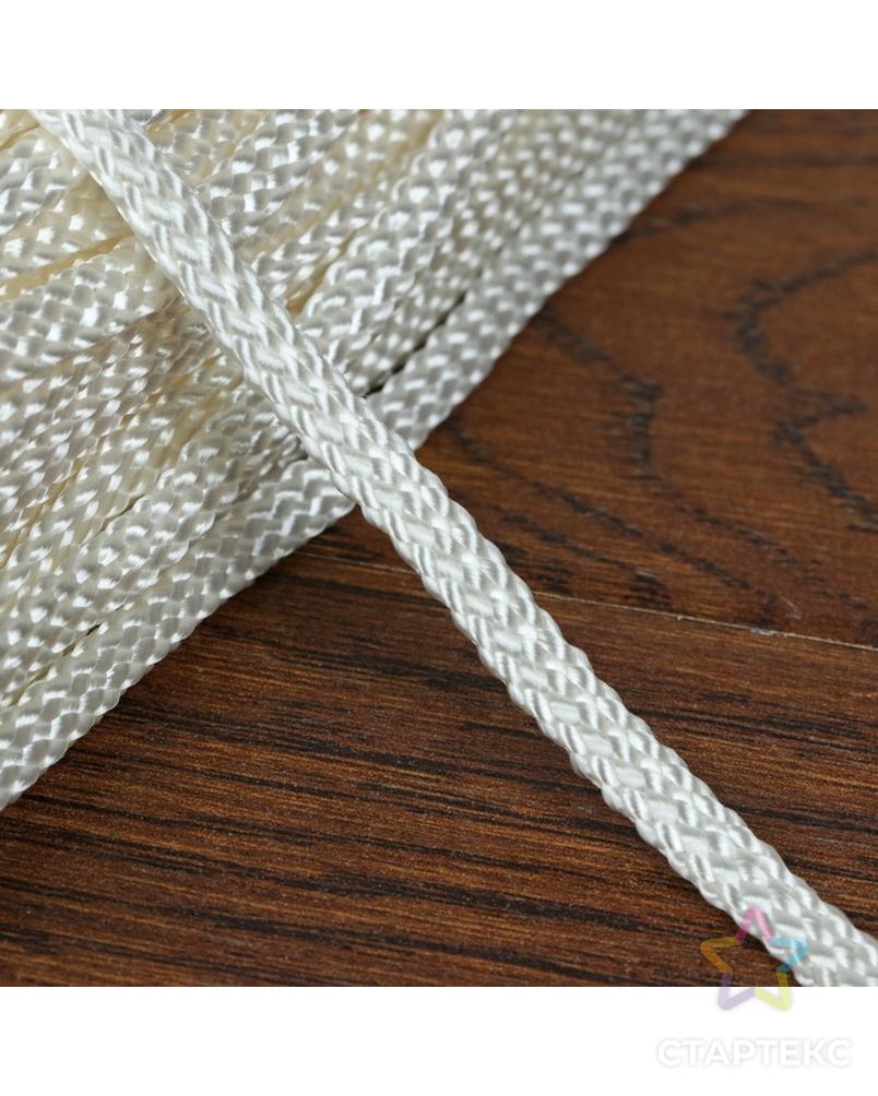 Шнур для плетения, плоский, 5,5 мм, 50 м, цвет белый арт. СМЛ-23244-1-СМЛ3675473
