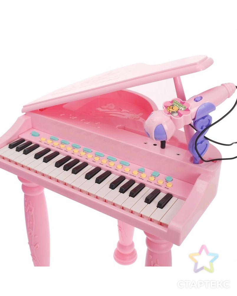 Пианино «Розовая мечта» с микрофоном и стульчиком, световые и звуковые эффекты арт. СМЛ-61128-1-СМЛ0003694076 3