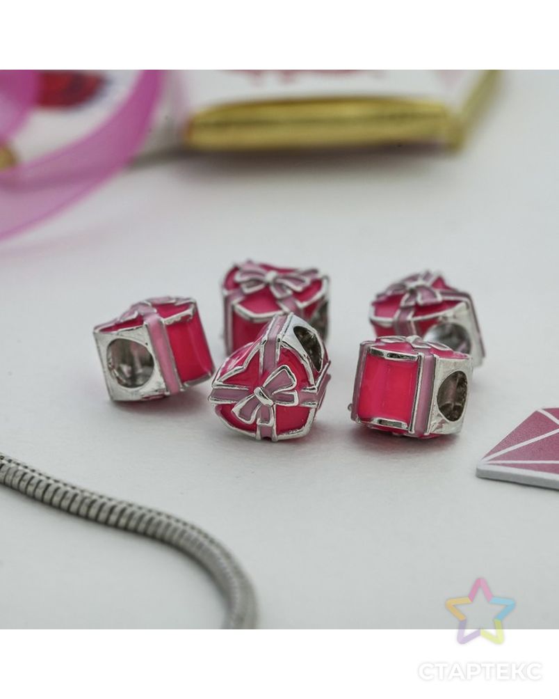Талисман "Сердце" подарок, цв.розовый в серебре арт. СМЛ-14061-1-СМЛ3713741