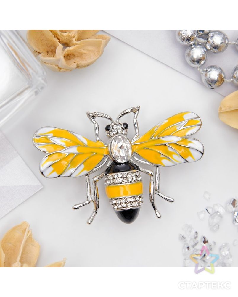 Брошь "Пчела" медуница, цветная в серебре арт. СМЛ-229246-1-СМЛ0003724028 1