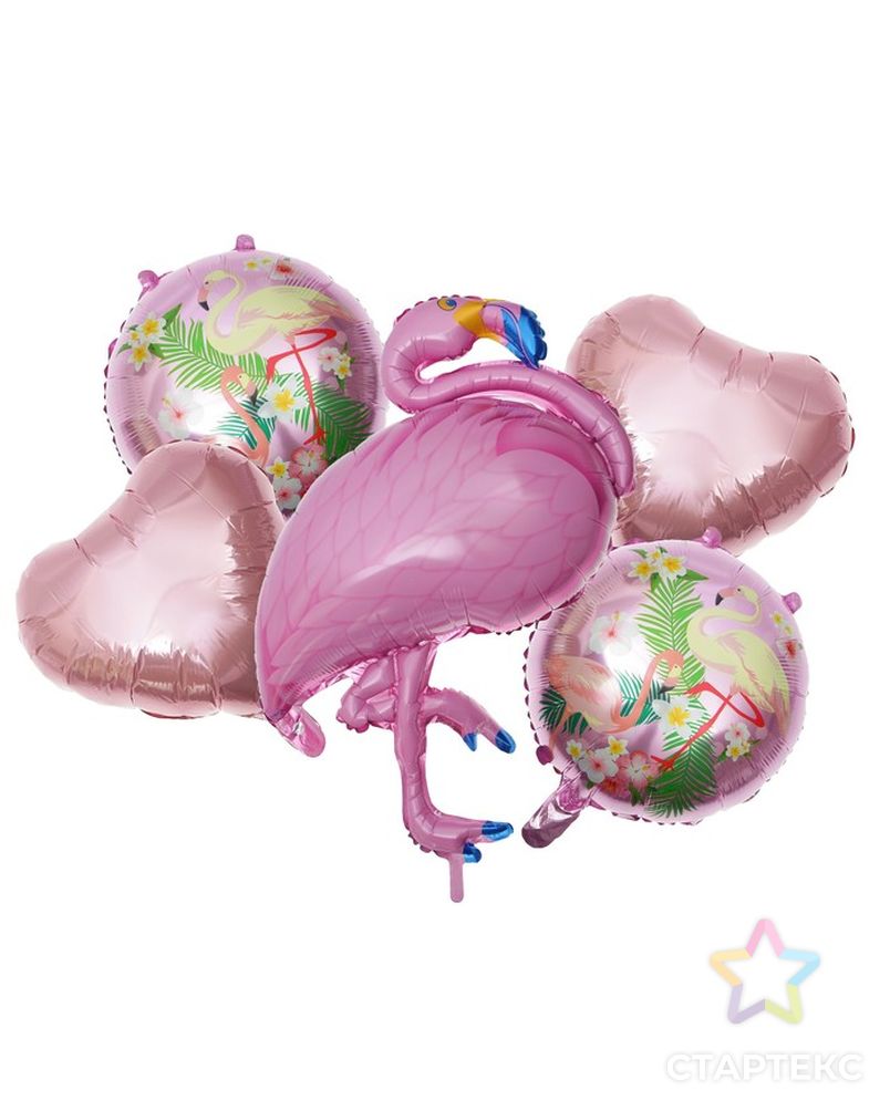 Букет из шаров «Фламинго», фольга, набор из 5 шт. арт. СМЛ-61563-1-СМЛ0003728313