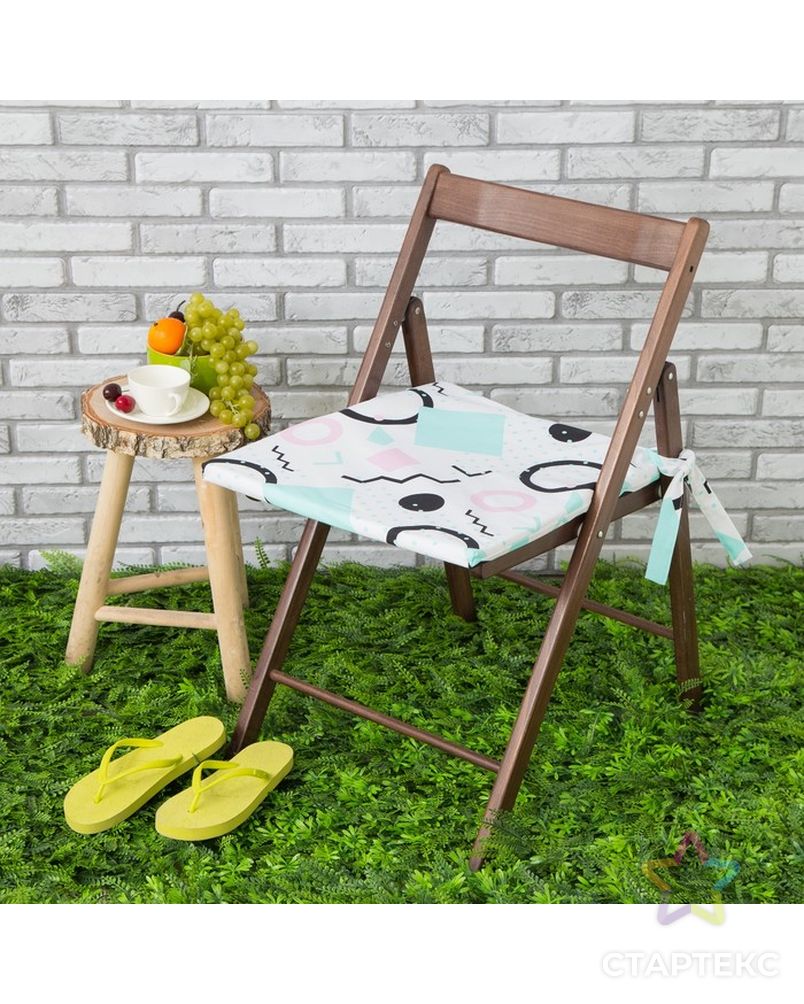Подушка на стул уличная «Этель» Квадраты, 45×45 см, репс с пропиткой ВМГО, 100% хлопок арт. СМЛ-14153-1-СМЛ3729391