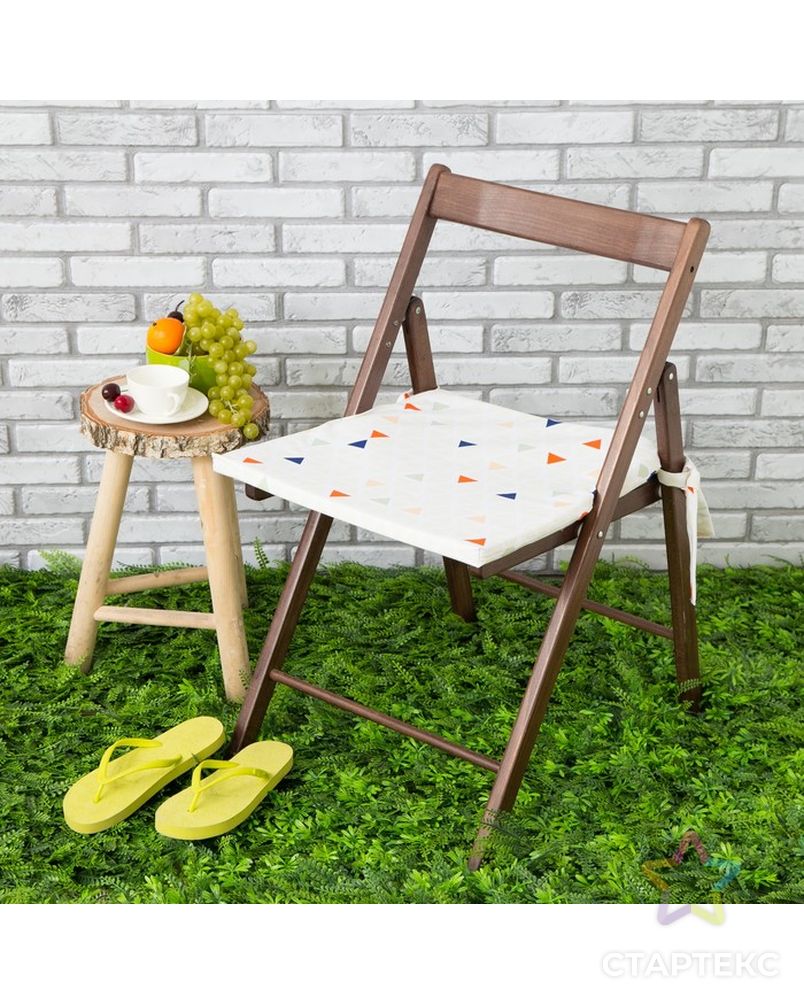 Подушка на стул уличная «Этель» Треугольники, 45×45 см, репс с пропиткой ВМГО, 100% хлопок арт. СМЛ-14154-1-СМЛ3729397 1