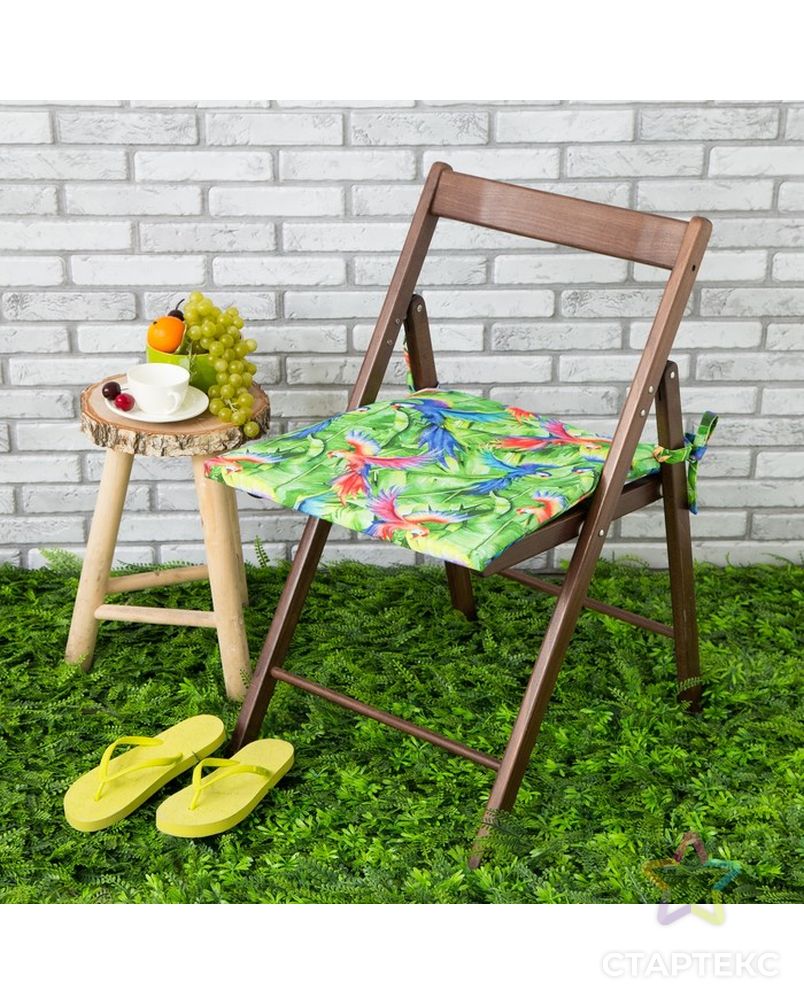 Подушка на стул уличная «Этель» Попугай, 45×45 см, репс с пропиткой ВМГО, 100% хлопок арт. СМЛ-14161-1-СМЛ3729577 1