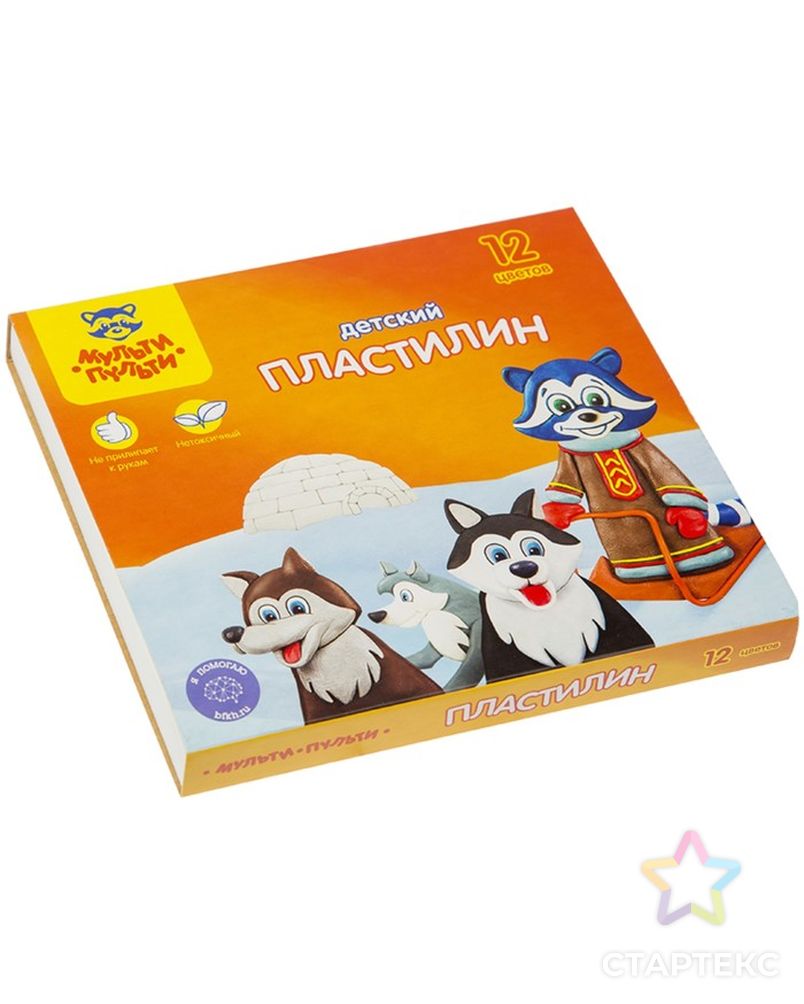 Пластилин 12 цветов "Мульти-пульти", "Енот на Аляске", стек, картонная упаковка, 180 г арт. СМЛ-174254-1-СМЛ0003733730