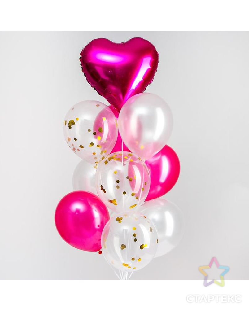 Букет из шаров "Любовь", фольга, латекс, розовый, набор 10 шт. арт. СМЛ-98127-1-СМЛ0003734611