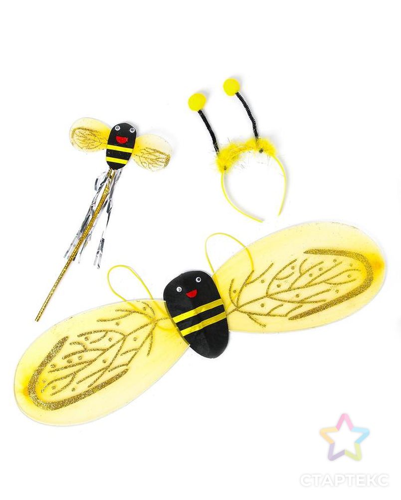 Карнавальный набор "Пчёлка" 3 предмета: ободок, крылья, жезл арт. СМЛ-105688-1-СМЛ0003740611 1
