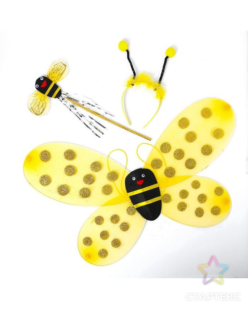 Карнавальный набор "Пчёлка" 3 предмета: ободок, крылья, жезл арт. СМЛ-105697-1-СМЛ0003740612 1