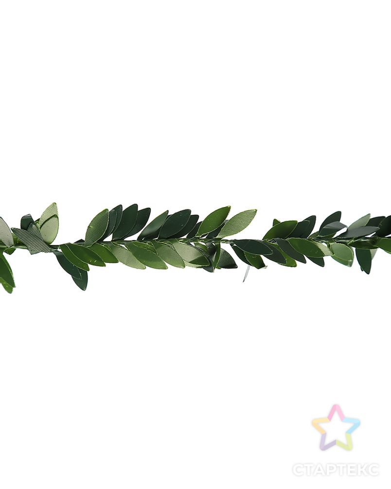Тесьма пластик, металл "Зелёные листья" ширина 2 см намотка 2 метра арт. СМЛ-119281-1-СМЛ0003744990 1