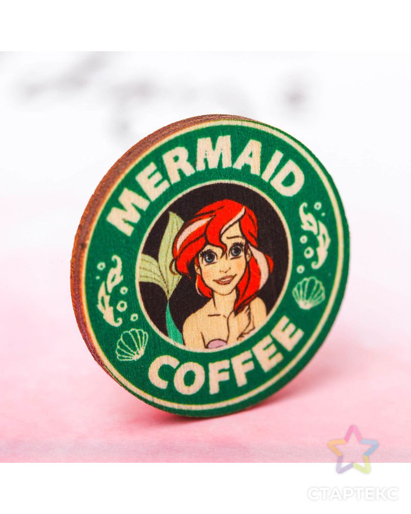 Значок на подложке "Coffee", Принцессы: Ариэль арт. СМЛ-14306-1-СМЛ3750809 3