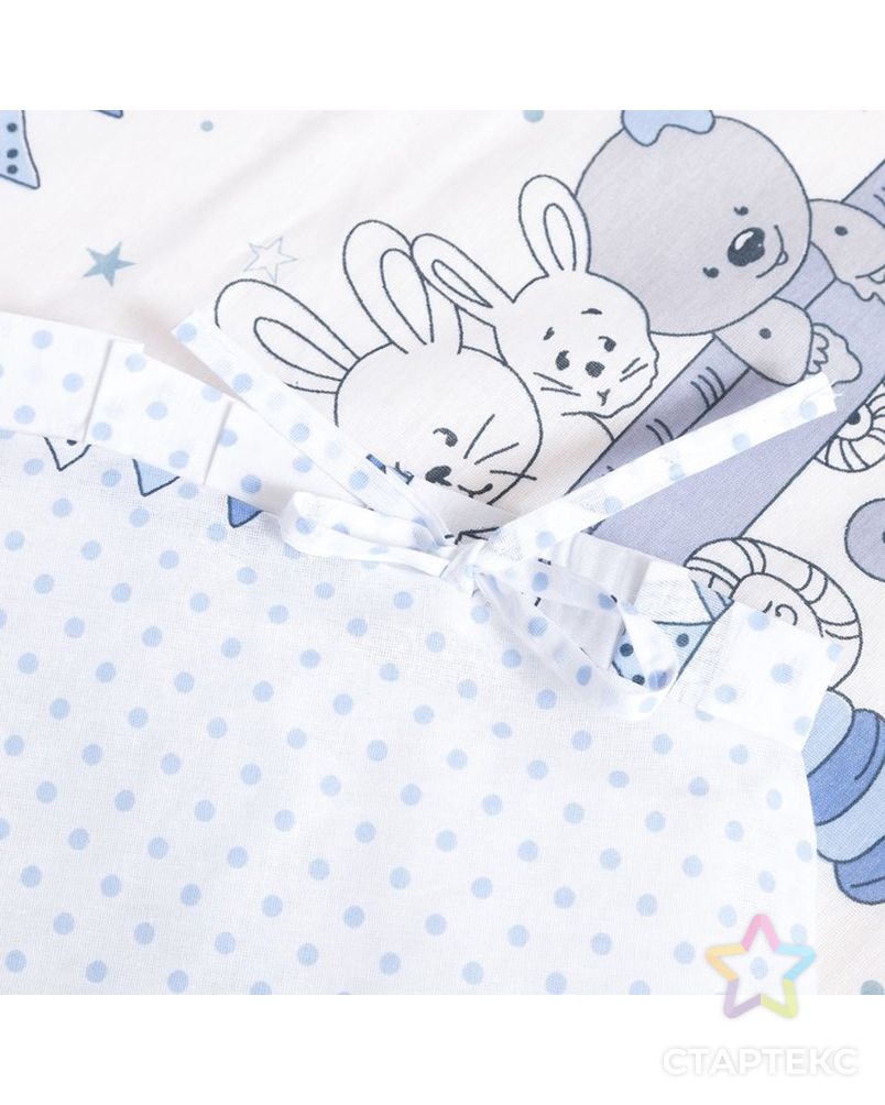 Комплект в кроватку (6 предметов) "Мишки и зайки", цвет голубой, бязь, хл100% арт. СМЛ-26526-1-СМЛ3770220 5