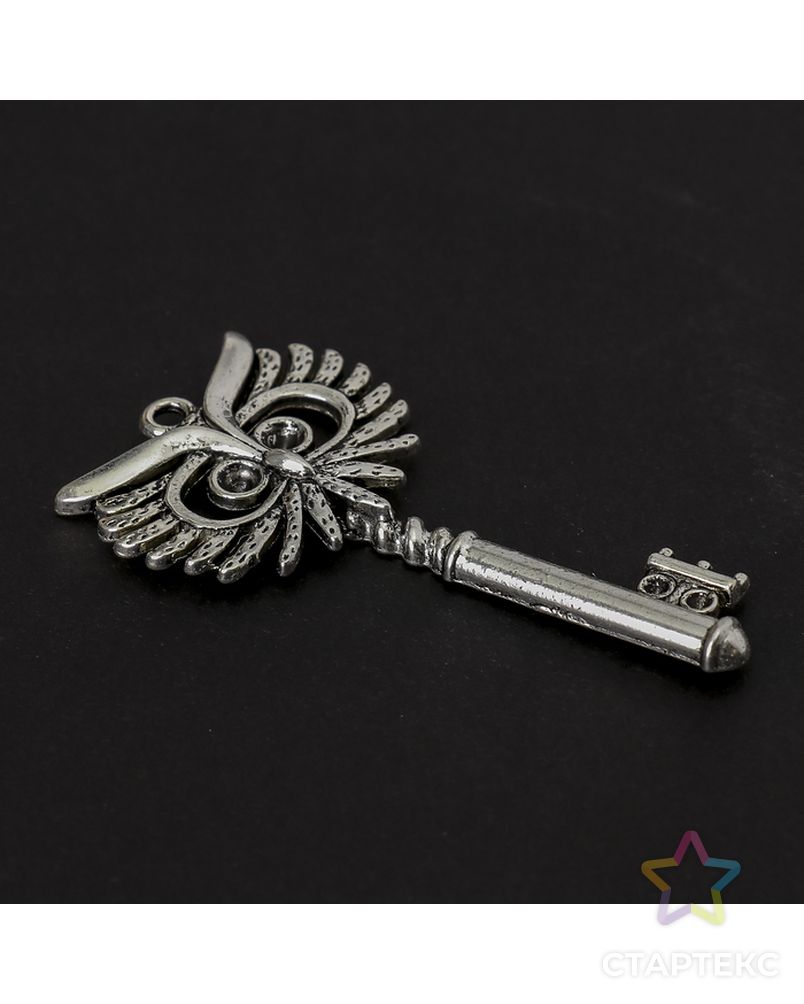 Декор металл для творчества "Ключ-филин" серебро (А35798) 5,4х2,7 см арт. СМЛ-41575-1-СМЛ0003776606 2