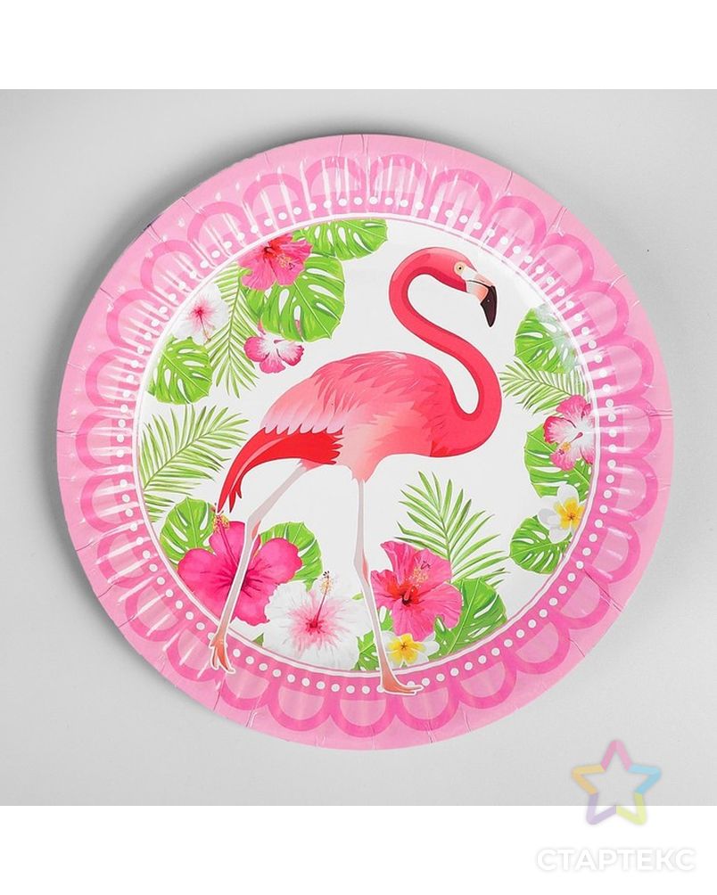 Тарелка бумажная «Фламинго», d=18 см, набор 6 шт. арт. СМЛ-139003-1-СМЛ0003791963 1