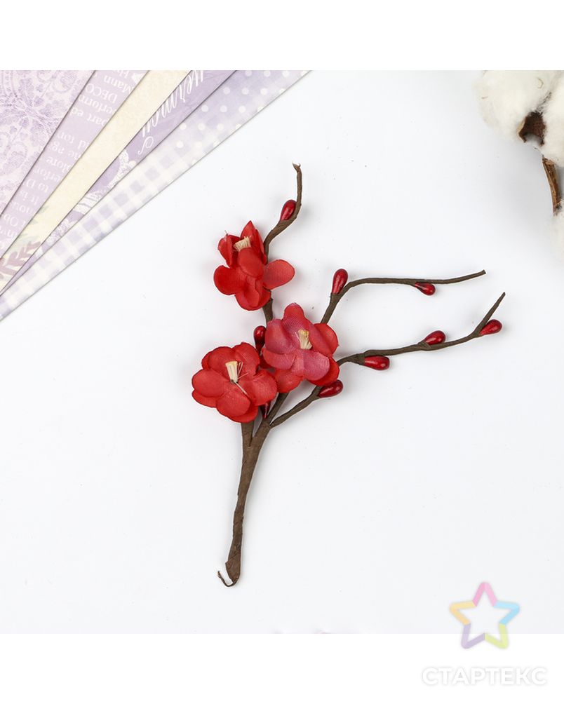 Заказать Цветы вишни из ткани "КРАСНЫЕ" (набор 2 шт) арт. СМЛ-29800-1-СМЛ3798588 в Новосибирске