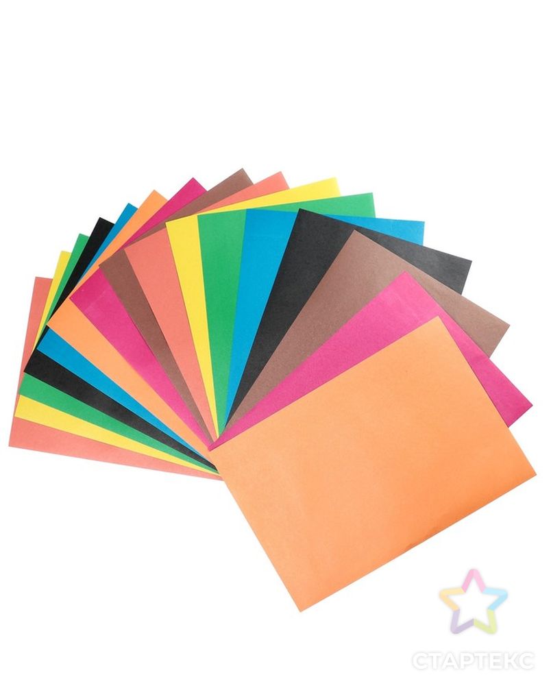 Бумага цветная, в папке, А4, 16 листов, 8 цветов, «Жираф», плотность 45 г/м2 арт. СМЛ-174800-1-СМЛ0003802570 2