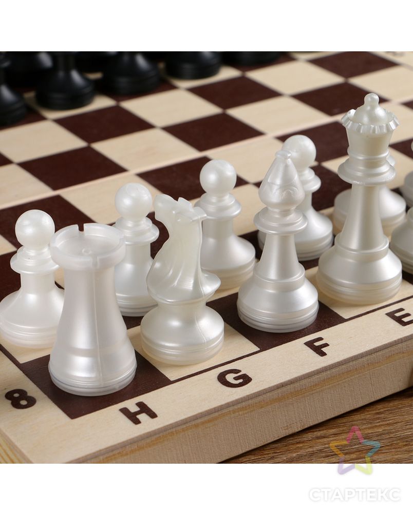 Шахматы "Пешка" (доска дерево 29х29 см, фигуры пластик. король h=7.2 см, пешка h=4 см) арт. СМЛ-59024-1-СМЛ0003814986 5
