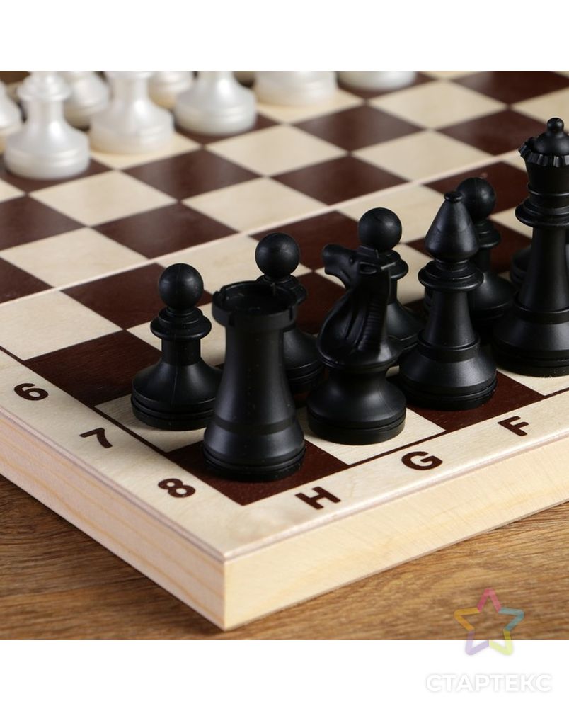 Фигуры шахматные обиходные пластиковые  (король h=7.2 см, пешка 4 см) арт. СМЛ-59025-1-СМЛ0003814987 2