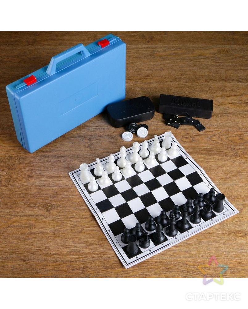 Настольная игра 3 в 1 "В дорогу": шахматы, домино, шашки (2 доски из картона 29х29 см) арт. СМЛ-59029-1-СМЛ0003814991 8