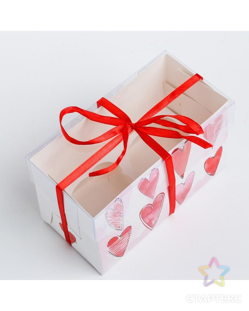 Коробка для капкейка «Любви», 16 × 8 × 10 см арт. СМЛ-62697-1-СМЛ0003822476 3