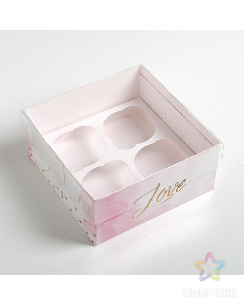 Коробка для капкейка Love, 16 × 16 × 7.5 см арт. СМЛ-62220-1-СМЛ0003822485 5